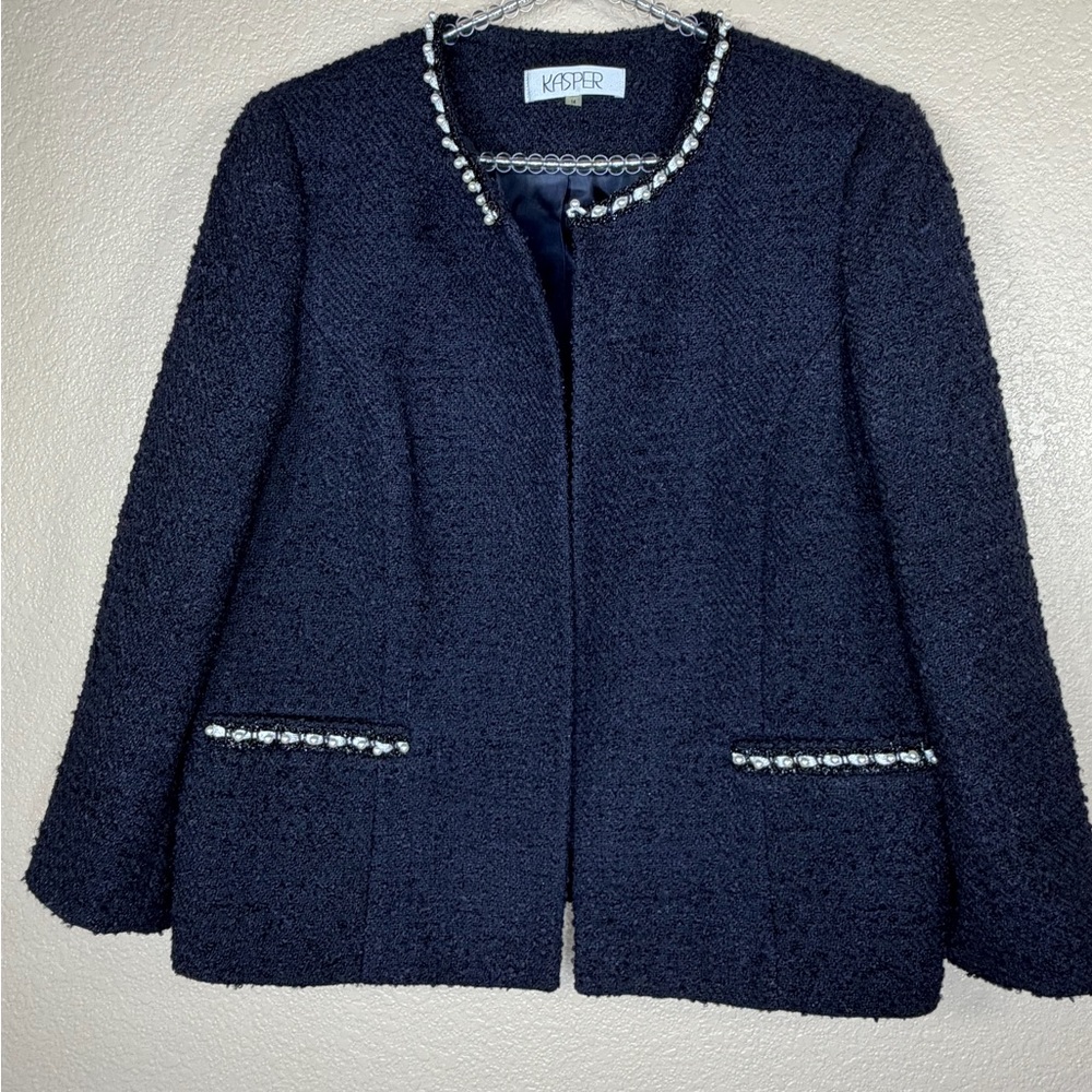 Kasper Women's Open Front Blazer with Pearl‎ Trim